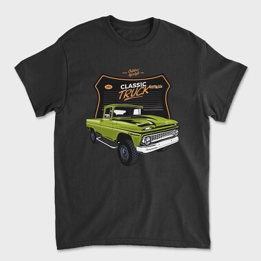 Classic Truck Old Green Car, Unisex Men's T-Shirt