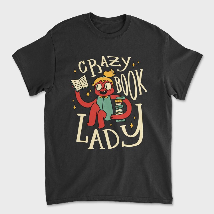 Crazy Book Lady, Унисекс Мъжка Тениска