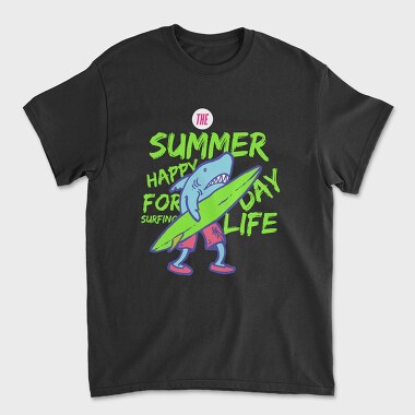 Shark Surfing, Unisex Men's T-Shirt