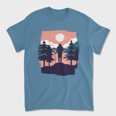 Унисекс Мъжка Тениска, Hiking Sunset