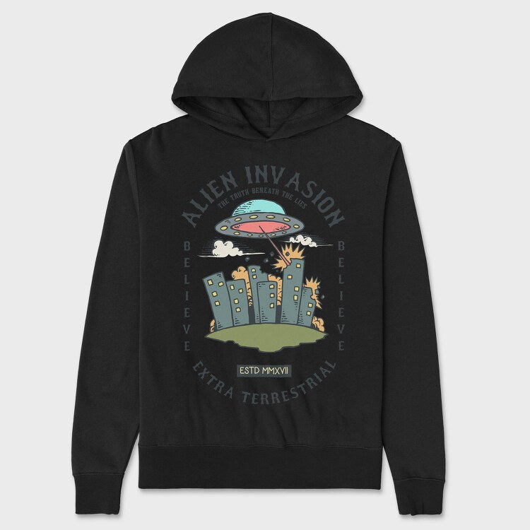 Alien Attack, Unisex Men's Hoodie