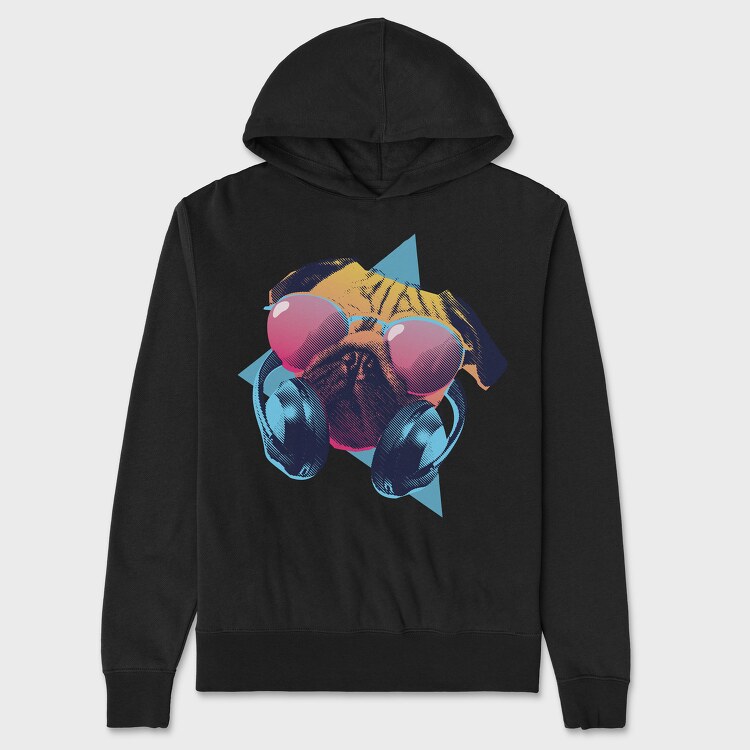Retro Pug, Унисекс Мъжко Суичър
