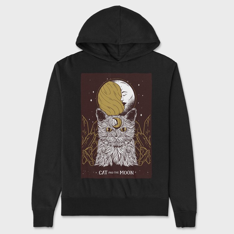 Cat Moon, Unisex Men's Hoodie