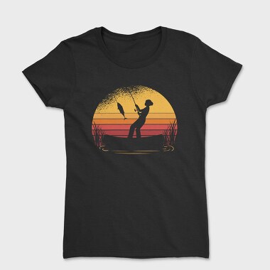 Woman Fishing Sunset, Women's T-Shirt