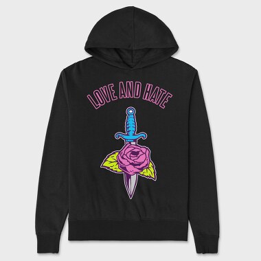 Love and Hate, Unisex Men's Hoodie