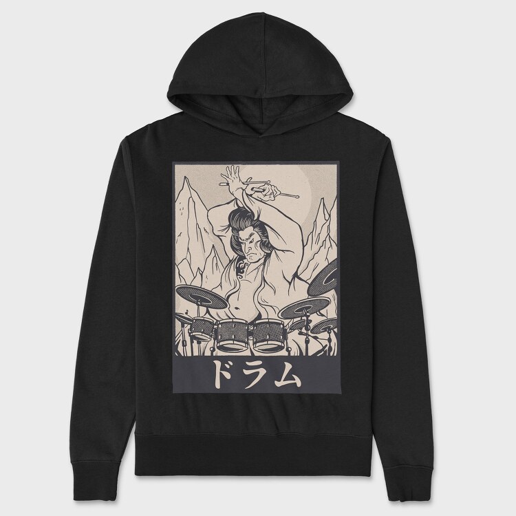 Samurai Drummer, Unisex Men's Hoodie