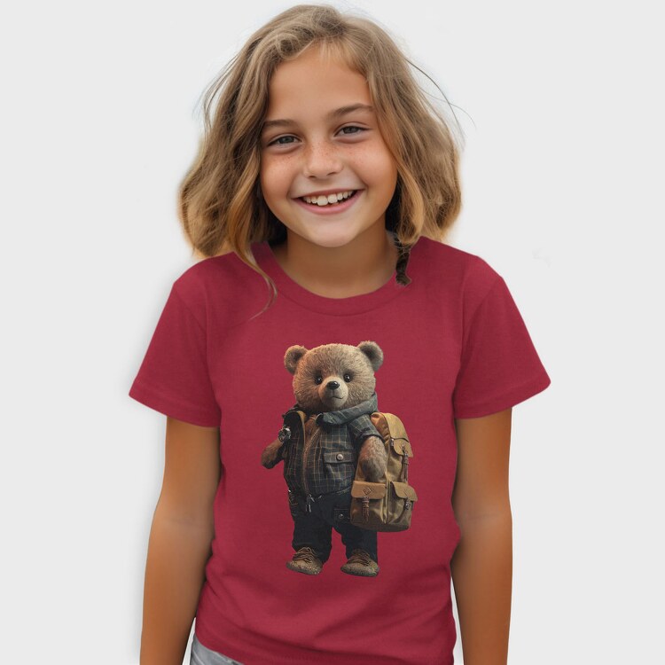 Teddy With Backpak, Kids' T-Shirt