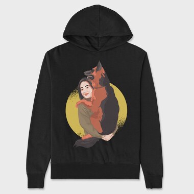 Woman With Dog, Unisex Men's Hoodie