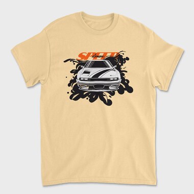 Unisex Men's T-Shirt, Futuristic Car Front Perspective Speed Demon