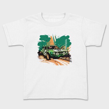 Hand Drawn Rally Car, Kids' T-Shirt