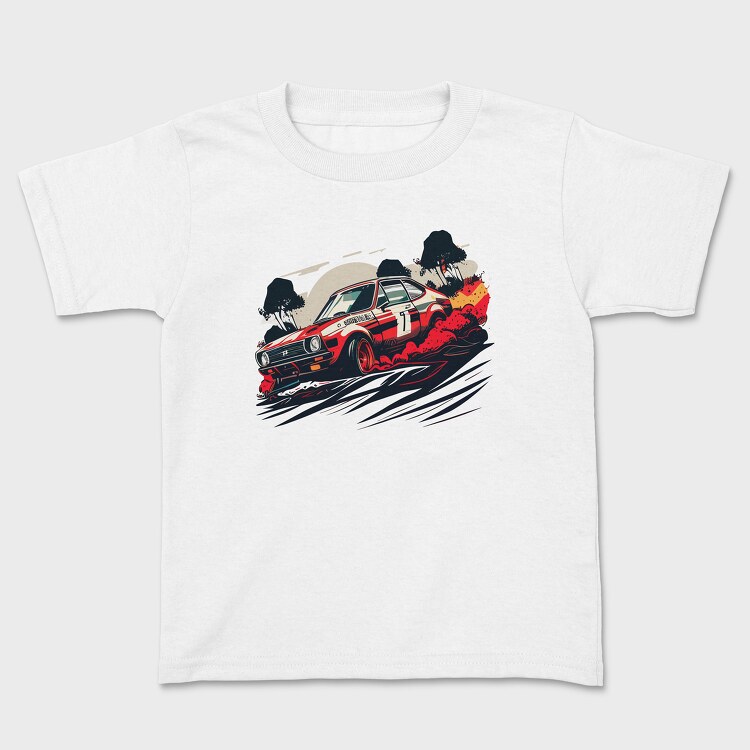 Hand Drawn Rally Race Car, Детска Тениска