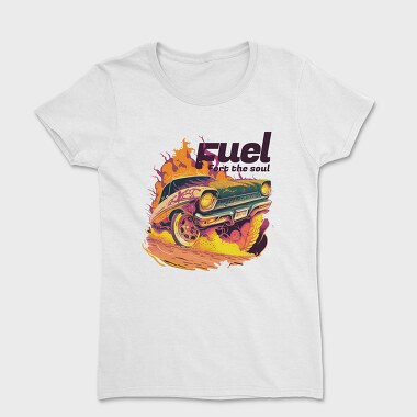 Women's T-Shirt, Hot Road Car Burning Ground Fuel Soul Cartoon