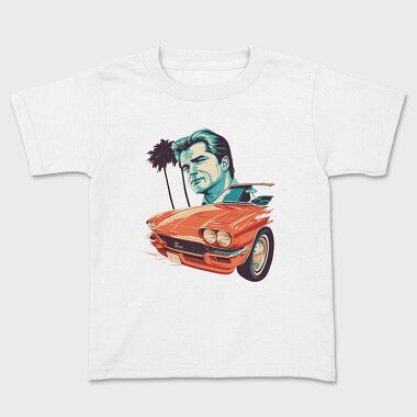 Iconic Car Convertible With Man, Kids' T-Shirt