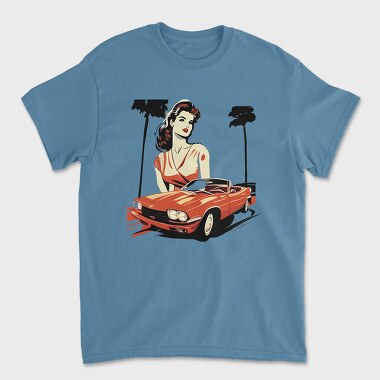 Iconic Classic Car Convertible Girl Trees, Unisex Men's T-Shirt