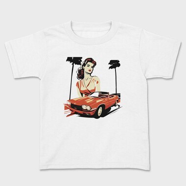 Iconic Classic Car Convertible Girl Trees, Kids' T-Shirt