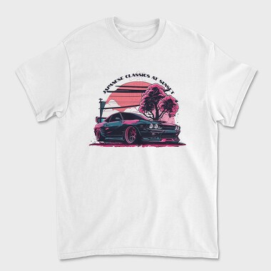 Unisex Men's T-Shirt, Japanese Classics at Sunset With Tree