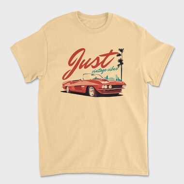Just Vintage Vibes Classic Convertible Car With Palm Trees, Unisex Men's T-Shirt