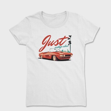 Just Vintage Vibes Classic Convertible Car With Palm Trees, Women's T-Shirt
