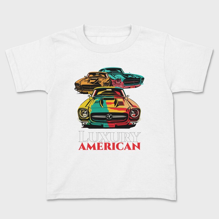 Luxury American Trio Muscle Cars Colorful, Kids' T-Shirt