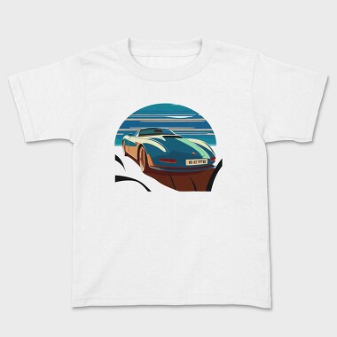 Kids' T-Shirt, Minimalist Classic Sports Car in Bauhaus Aesthetic