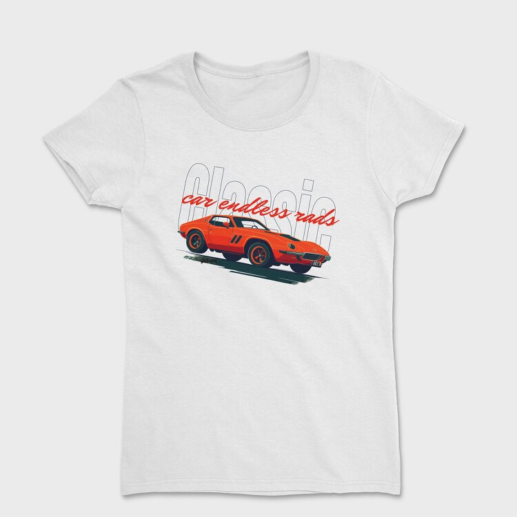 Muscle Classic Vintage Car Flat, Дамска Тениска