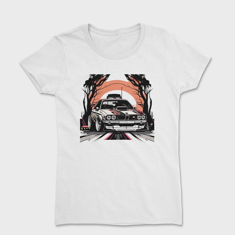 Personalized Classic Car Dead Trees Sunset, Дамска Тениска
