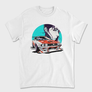 Unisex Men's T-Shirt, Racing Car Girl Manga