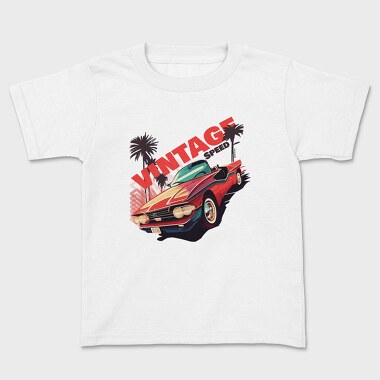Retro Convertible Phrase Vintage Speed, Kids' T-Shirt