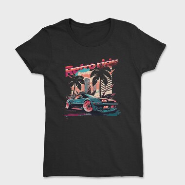 Retro Ride and Sunset Sports Car City Palm Trees Vaporwave, Women's T-Shirt