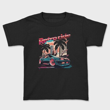 Retro Ride and Sunset Sports Car City Palm Trees Vaporwave, Kids' T-Shirt