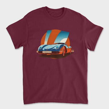 Unisex Men's T-Shirt, Retro Sports Car Influenced by Bauhaus