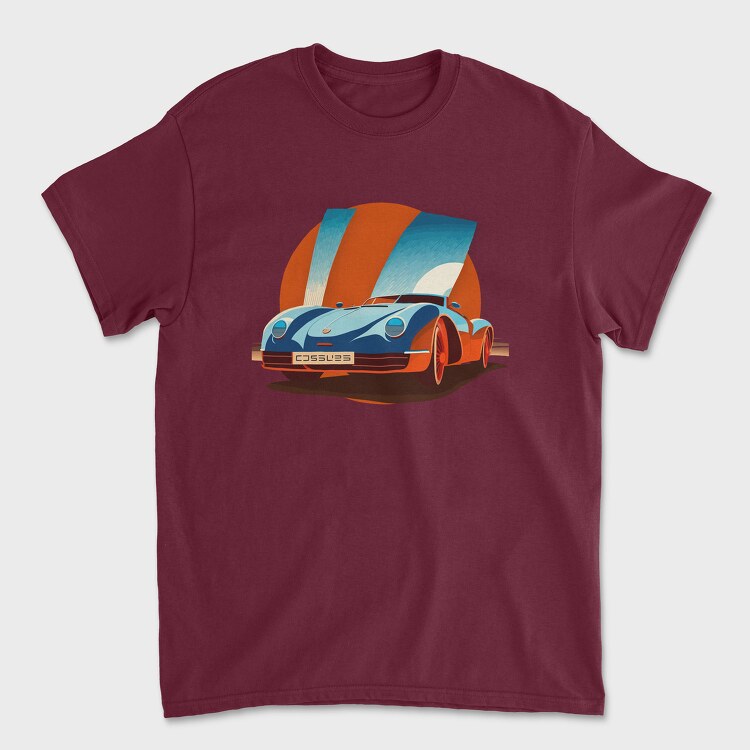 Retro Sports Car Influenced by Bauhaus, Unisex Men's T-Shirt