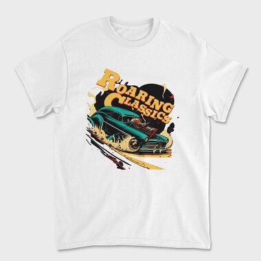 Унисекс Мъжка Тениска, Roaring Classics Hotroad Car Comic