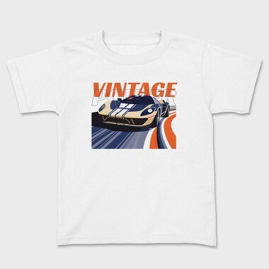 Sports Car Racetrack Vintage Power, Kids' T-Shirt