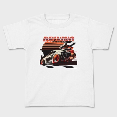 Kids' T-Shirt, Supercar Racing Car Driving Dreams