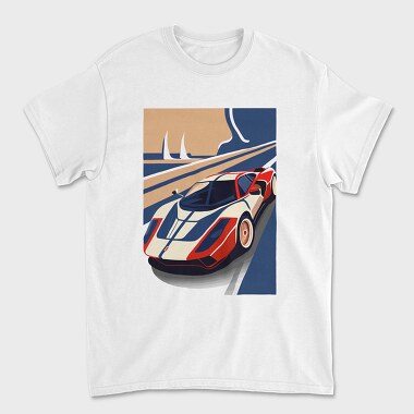Унисекс Мъжка Тениска, Vintage Retro Supercar