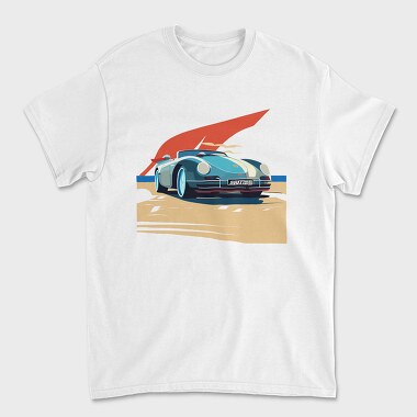 Unisex Men's T-Shirt, Vintage Sports Car With Modern Bauhaus Twist