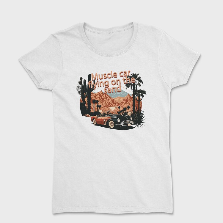 VintageClassic Sports Car Road Mountains Palm, Women's T-Shirt