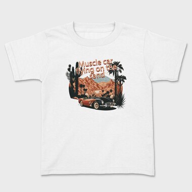 Детска Тениска, VintageClassic Sports Car Road Mountains Palm