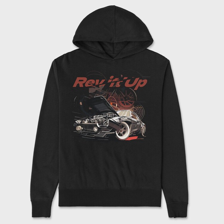 Rev It Up Sports Car Revving Engine Line, Унисекс Мъжко Суичър