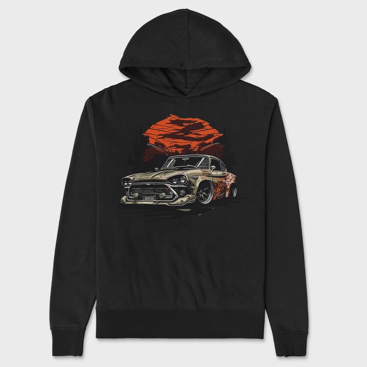 Custom Classic Car Sunset Clouds Trees, Унисекс Мъжко Суичър