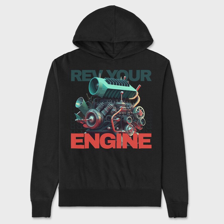 Custom Large Engine Rev Your Engine, Unisex Men's Hoodie