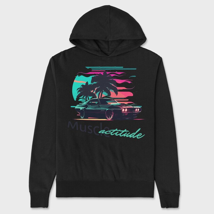 Muscle Attitude Car Vaporwave, Унисекс Мъжко Суичър