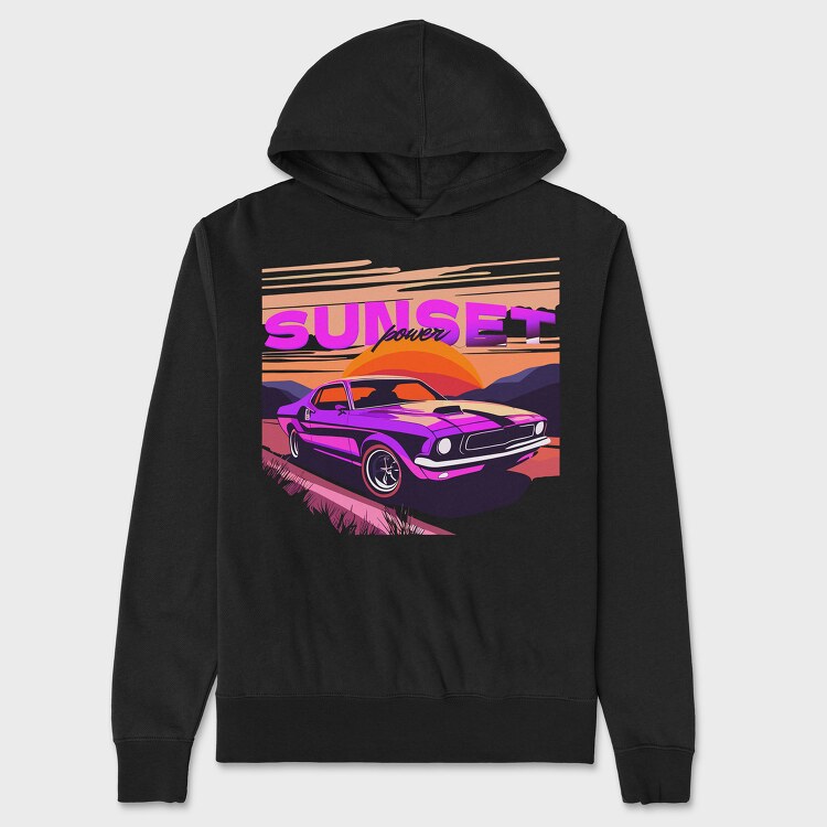 Muscle Car Mountain Sunset, Унисекс Мъжко Суичър