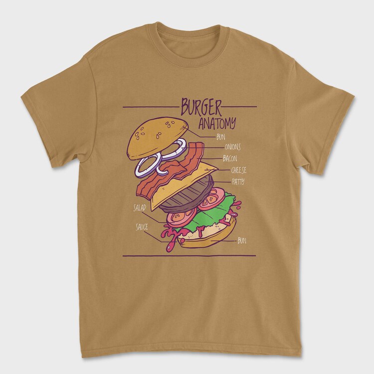 Burger Anatomy, Unisex Men's T-Shirt