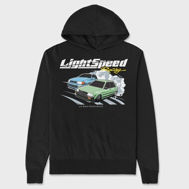 Drift Racing Blue Green Car, Unisex Men's Hoodie