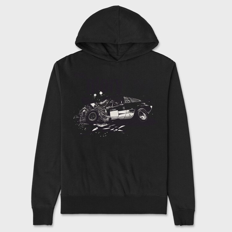 From Glory to Rust Car Racing Crashed Line, Unisex Men's Hoodie