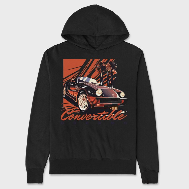 Classic Convertible Car Palm Trees, Unisex Men's Hoodie