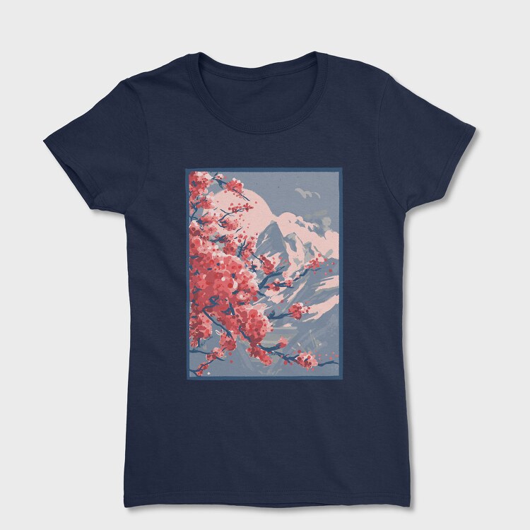 Sakura Mountains Paint, Women's T-Shirt