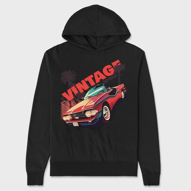 Retro Convertible Phrase Vintage Speed, Унисекс Мъжко Суичър